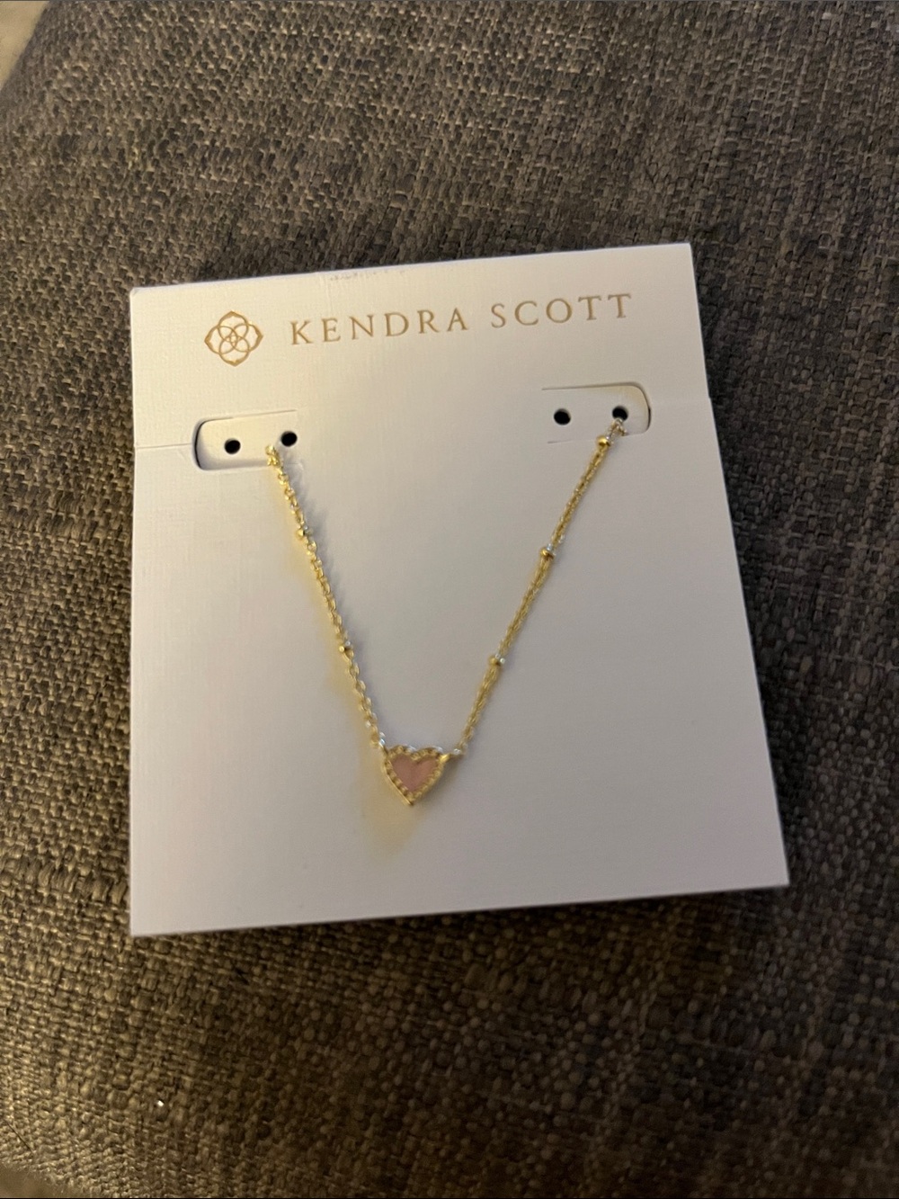 Kendra Scott Gold Necklace with Pink Heart Pendant